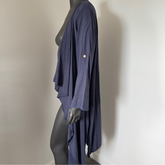 Made in Italy 100% Linen Navy Open Front Cardigan - Picture 5 of 7